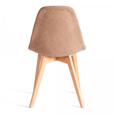 Стул CINDY SOFT mod. C1021F1-1 фактурный велюр/дерево бук, 55 х 48 х 83 см, Бежевый LY1701-4 / натуральный