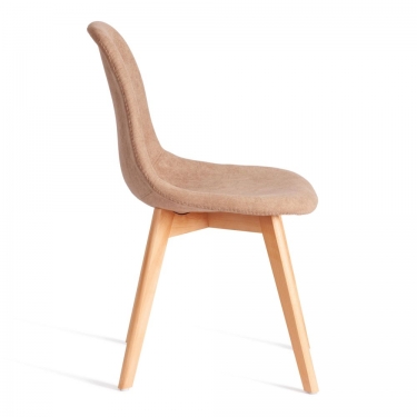 Стул CINDY SOFT mod. C1021F1-1 фактурный велюр/дерево бук, 55 х 48 х 83 см, Бежевый LY1701-4 / натуральный