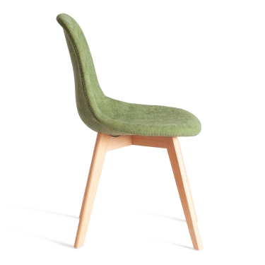 Стул CINDY SOFT mod. C1021F1-1 фактурный велюр/дерево бук, 55 х 48 х 83 см, Зеленый LY1701-7 / натуральный