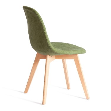 Стул CINDY SOFT mod. C1021F1-1 фактурный велюр/дерево бук, 55 х 48 х 83 см, Зеленый LY1701-7 / натуральный