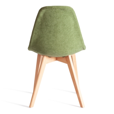 Стул CINDY SOFT mod. C1021F1-1 фактурный велюр/дерево бук, 55 х 48 х 83 см, Зеленый LY1701-7 / натуральный