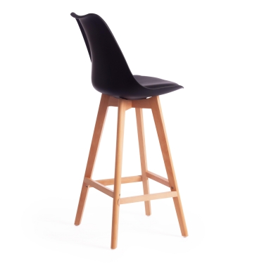 Стул барный TULIP BAR mod. C1014H-1 пластик/дерево, 42 х 47,5 х 104 см, Black Черный 3010/ натуральный