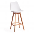 Стул барный TULIP BAR mod. C1014H-1 пластик/дерево, 42 х 47,5 х 104 см, White Белый 70029/ натуральный
