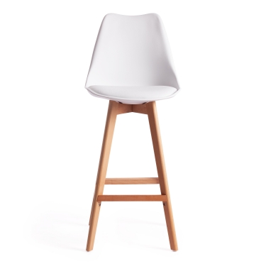Стул барный TULIP BAR mod. C1014H-1 пластик/дерево, 42 х 47,5 х 104 см, White Белый 70029/ натуральный
