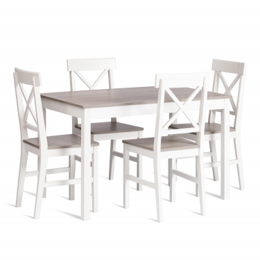 Обеденный комплект Хадсон / Hudson Dining Set mod.0104, white белый / grey серый