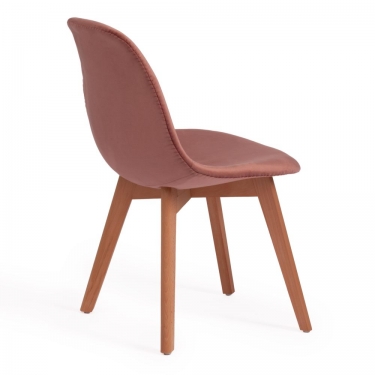 Стул CINDY SOFT mod. C1021F1 / 1 шт. в упаковке вельвет/дерево бук, 53 х 45 х 81 см , коралловый HLR 44/натуральный