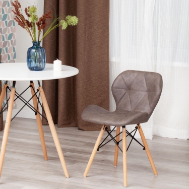 Стул STUTTGART mod. 74 / 1 шт. в упаковке экокожа/дерево береза/металл, 50 х 47 х 73 см, античный серый RH02-26/натуральный