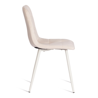 Стул Tetchair CHILLY mod. 7094-1 вельвет/металл, 44,5х52,5х86 см, beige бежевый HLR2 / белый
