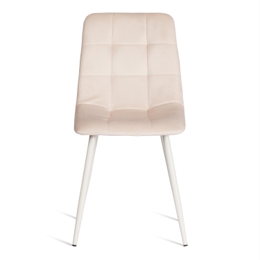 Стул Tetchair CHILLY mod. 7094-1 вельвет/металл, 44,5х52,5х86 см, beige бежевый HLR2 / белый