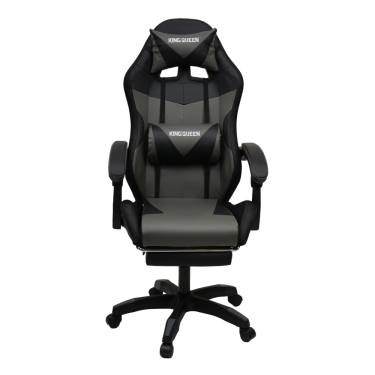 Кресло 908 KINGQUEEN цвет черный/темно серый с массажем и подсветкой 908-black-dgrey-mass