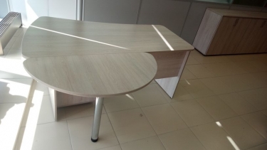 Приставка-полукруг для двух угловых столов Персона Грата Glassy 2.20 Дуб сантана светлый