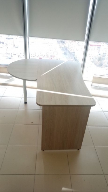 Приставка-полукруг для двух угловых столов Персона Грата Glassy 2.20 Дуб сантана светлый