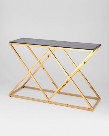 Консоль Stool Group ИНСИГНИЯ 120x40 Золото стекло smoke