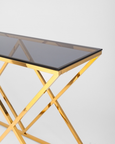 Консоль Stool Group ИНСИГНИЯ 120x40 Золото стекло smoke