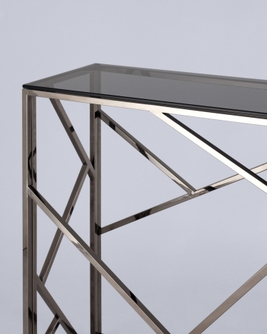 Консоль Stool Group АРТ ДЕКО 115x30 Темный хром стекло smoke