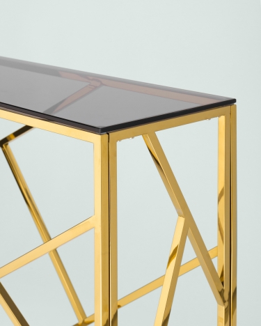 Консоль Stool Group АРТ ДЕКО 115x30 Золото стекло smoke