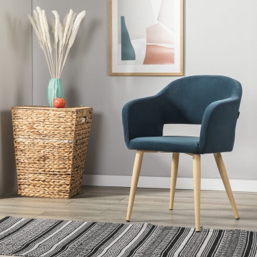 Кресло R-home Oscar Diag blue/нат.дуб