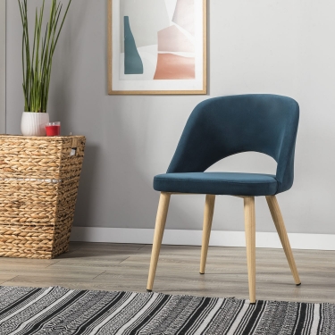 Кресло R-home Lars Diag blue/нат.дуб