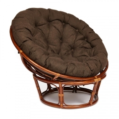 Кресло Tetchair PAPASAN 23/01 W /с подушкой/ диаметр подушки 125 см, 115х101х104 см, Pecan орех, ткань Коричневый, 3М7-147