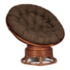Кресло-качалка Tetchair PAPASAN/ПАПАСАН w 23/01 B /с подушкой/ 115х78х104 см, Pecan орех, ткань Коричневый, 3М7-147