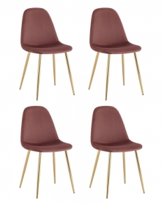 Комплект из четырех стульев Stool Group Валенсия SN велюр пыльно-розовый золотые ножки
