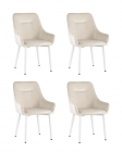 Комплект из четырех стульев Stool Group Диана велюр цвет кремовый ножки белые металла