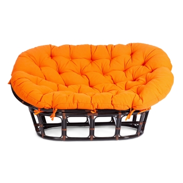 Диван Tetchair MAMASAN/МАМАСАН 23/02 W /с подушкой/ подушка 182х119 см, 169х102х80 см, Antique brown античный черно-коричневый, ткань, оранжевый, С 23