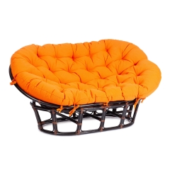 Диван Tetchair MAMASAN/МАМАСАН 23/02 W /с подушкой/ подушка 182х119 см, 169х102х80 см, Antique brown античный черно-коричневый, ткань, оранжевый, С 23