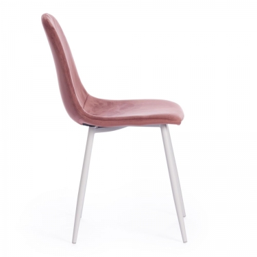 Стул Tetchair BREEZE mod. 4724 / 1 шт. в упаковке вельвет/металл, 44 х 53 х 87 см, Coral коралловый HLR44 / белый