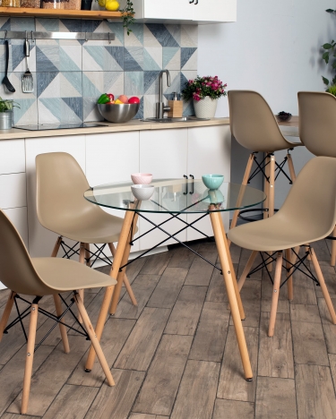 Стул Stool Group Eames Style DSW бежевый разборный каркас