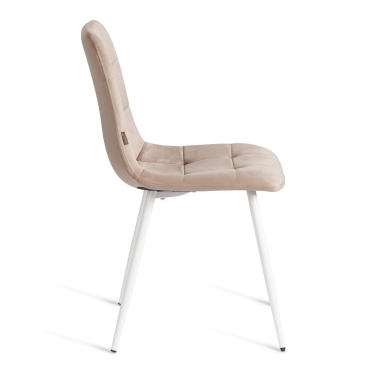 Стул Tetchair CHILLY mod. JSC-220 Велюр/металл , 44,5х52,5х88 см, Beige бежевый HLR8 / белый