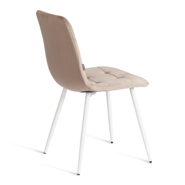 Стул Tetchair CHILLY mod. JSC-220 Велюр/металл , 44,5х52,5х88 см, Beige бежевый HLR8 / белый