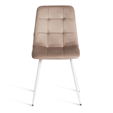 Стул Tetchair CHILLY mod. JSC-220 Велюр/металл , 44,5х52,5х88 см, Beige бежевый HLR8 / белый