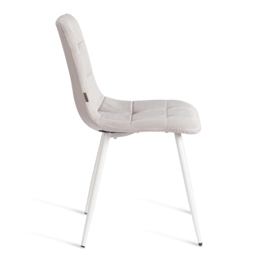 Стул Tetchair CHILLY mod. JSC-220 Велюр/металл , 44,5х52,5х88 см, Light grey светло-серый HLR14 / белый