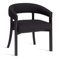 Стул Tetchair SURTUR дерево вяз/ткань лен, черный/черный лен, 54х53х74 см