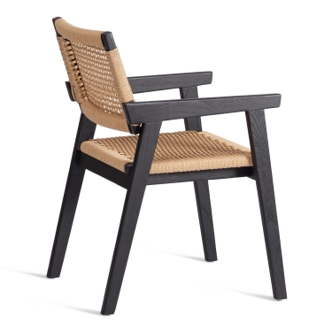 Стул Tetchair VANHEIM дерево вяз/бечевка, черный, 46х45х83 см