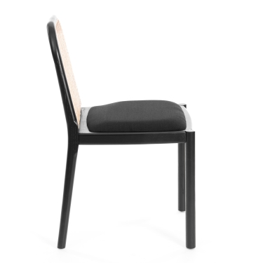 Стул Tetchair FREYA дерево вяз/ротанг, ткань лен, черный/черный лен, 46х41х79,5 см