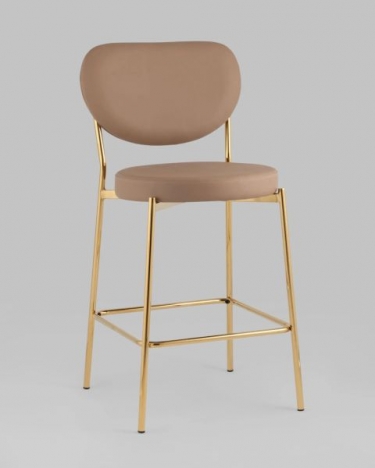 Стул полубарный Stool Group Барбара NEW экокожа бежевая золотые ножки 2 шт.