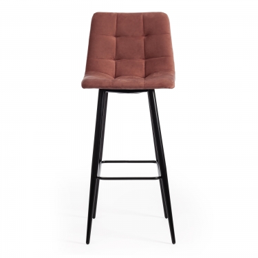 Стул барный Tetchair CHILLY mod.7095б / 1 шт. в упаковке ткань/металл, 50х44х104 см, высота до сиденья 76 см, коралловый barkhat 15 /черный