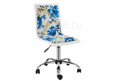 Кресло компьютерное  Mis White-Flowers fabric
