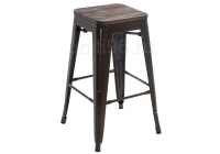 Барный стул  Tolix Bar wood CColl T-2103B-26 Bronze-brown walnut