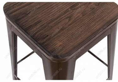 Барный стул  Tolix Bar wood CColl T-2103B-26 Bronze-brown walnut