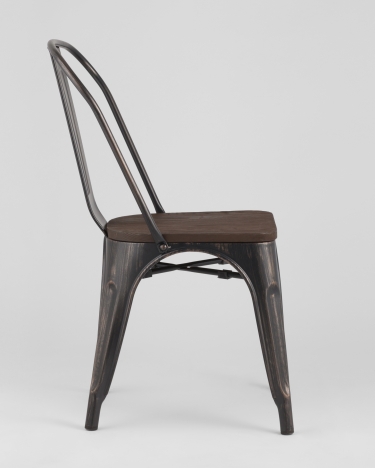Стул Tolix Wood 850 Черная патина с золотом