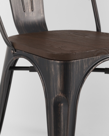 Стул Tolix Wood 850 Черная патина с золотом