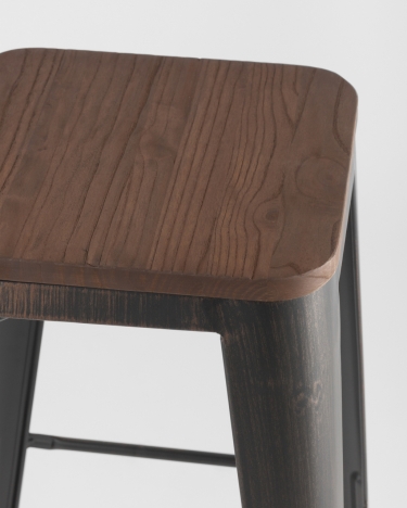 Стул барный Tolix Wood Черная патина с золотом