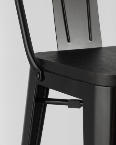 Стул барный Tolix Wood 75.5 со спинкой Черный