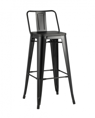 Стул барный Tolix Wood 75.5 со спинкой Черный