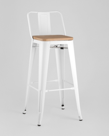 Стул барный Tolix Wood 75.5 со спинкой Белый