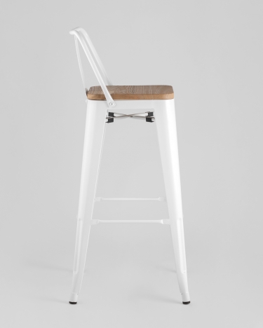 Стул барный Tolix Wood 75.5 со спинкой Белый