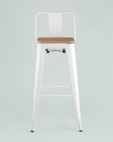 Стул барный Tolix Wood 75.5 со спинкой Белый